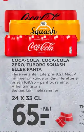 MENY COCA-COLA, COCA- COLA ZERO, TUBORG SQUASH ELLER FANTA tilbud