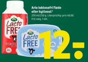 Coop 365 Arla laktosefri fløde eller hytteost tilbud