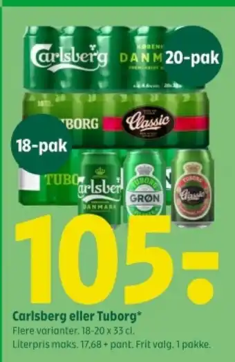 Coop 365 Carlsberg eller Tuborg tilbud