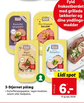 Lidl 3-Stjernet pålæg tilbud
