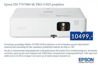 EDB Center Epson EH-TW7000 4K PRO-UHD-projektor tilbud