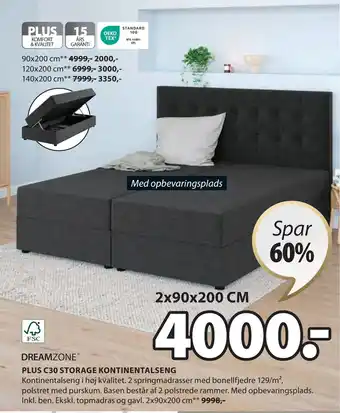 JYSK PLUS C30 STORAGE KONTINENTALSENG tilbud
