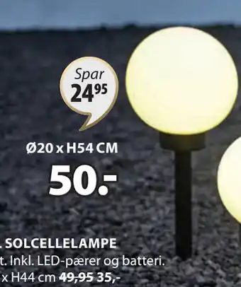 JYSK SOL SOLCELLELAMPE tilbud