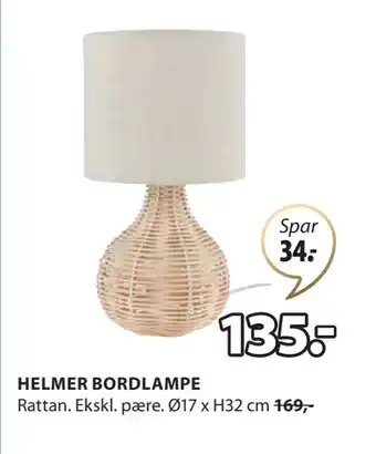 JYSK HELMER BORDLAMPE tilbud