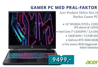 CBC Acer Predator Helios Neo 16 Bærbar Gamer PC tilbud