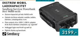 CBC Sandberg Survivor Powerbank 8in1 96000 mAh tilbud