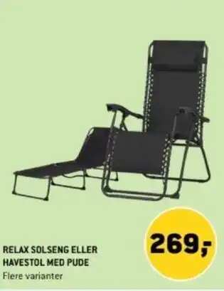 XL-BYG RELAX SOLSENG ELLER HAVESTOL MED PUDE tilbud