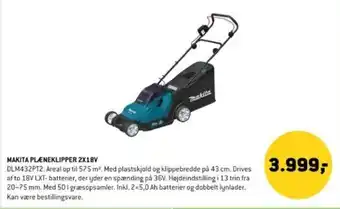 XL-BYG MAKITA PLÆNEKLIPPER 2X18V tilbud