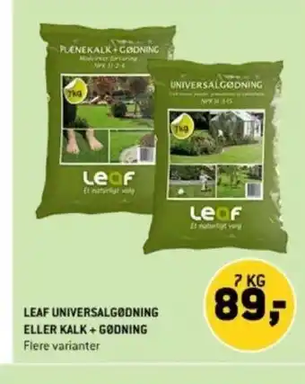 XL-BYG LEAF UNIVERSALGØDNING ELLER KALK + GØDNING tilbud