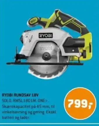 XL-BYG RYOBI RUNDSAV 18V tilbud