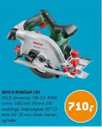 XL-BYG BOSCH RUNDSAV 18V tilbud