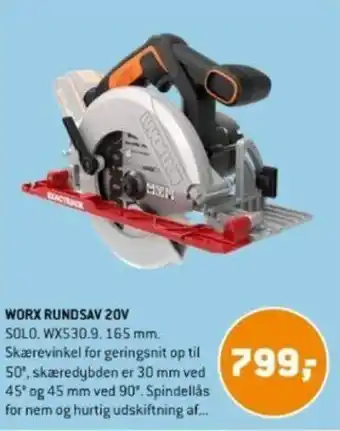 XL-BYG WORX RUNDSAV 20V tilbud