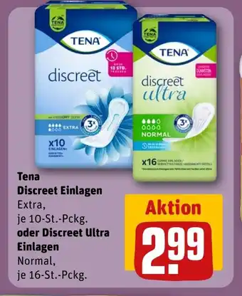 REWE DE Tena Discreet Einlagen oder Discreet Ultra Einlagen tilbud