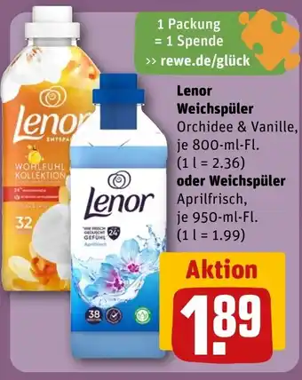 REWE DE Lenor Weichspüler Orchidee & Vanille, oder Weichspüler Aprilfrisch tilbud