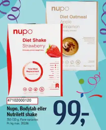 Føtex Nupo, Bodylab eller Nutrilett shake tilbud