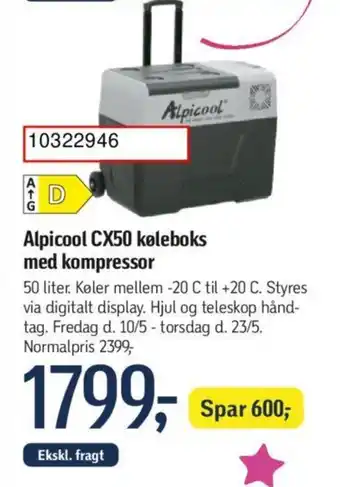 Føtex Alpicool CX50 køleboks med kompressor tilbud