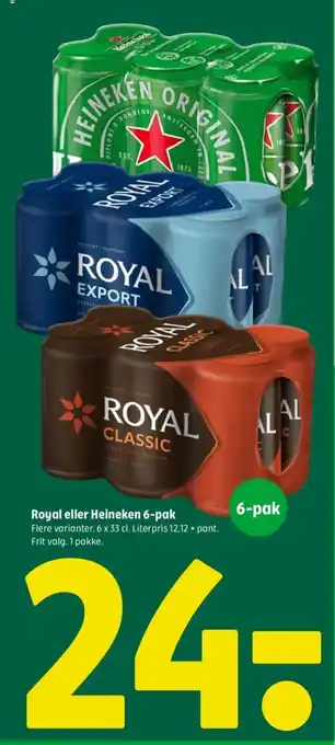 Coop 365 Royal eller Heineken 6-pak tilbud