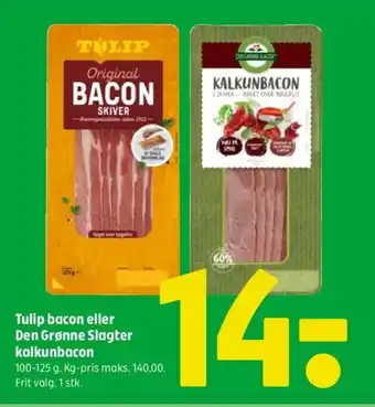 Coop 365 Tulip bacon eller Den Grønne Slagter kalkunbacon tilbud