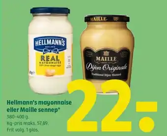 Coop 365 Hellmann's mayonnaise eller Maille sennep tilbud