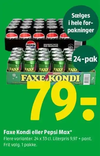 Coop 365 Faxe Kondi eller Pepsi Max tilbud