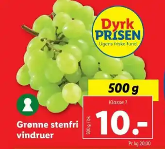 Lidl Grønne stenfri vindruer tilbud