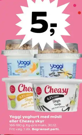 Kvickly Yoggi yoghurt med müsli eller Cheasy skyr tilbud