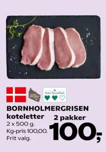 Kvickly BORNHOLMERGRISEN koteletter tilbud
