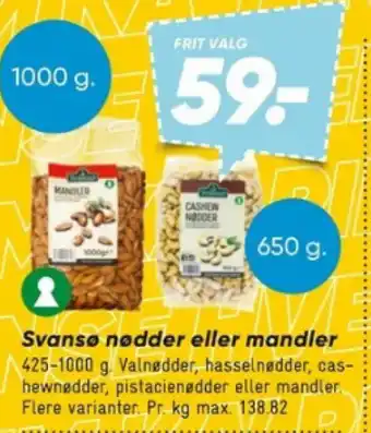 Bilka Svansø nødder eller mandler tilbud