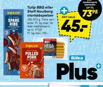 Bilka Tulip BBQ eller Steff Houlberg storkøbspølser tilbud
