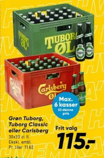 Bilka Grøn Tuborg, Tuborg Classic eller Carlsberg tilbud