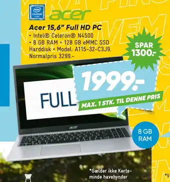 Bilka Acer 15,6” Full HD PC tilbud