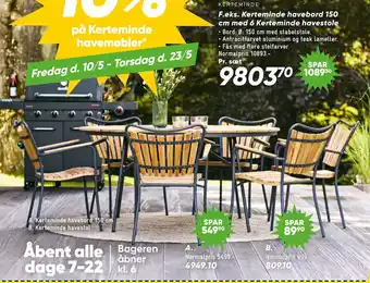 Bilka Kerteminde havebord 150 cm med 6 Kerteminde havestole tilbud