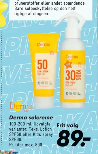 Bilka Derma solcreme tilbud