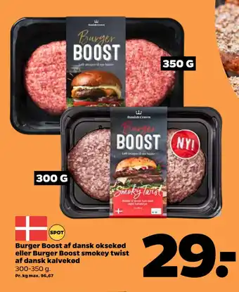 Netto Burger Boost af dansk oksekød eller Burger Boost smokey twist af dansk kalvekød tilbud