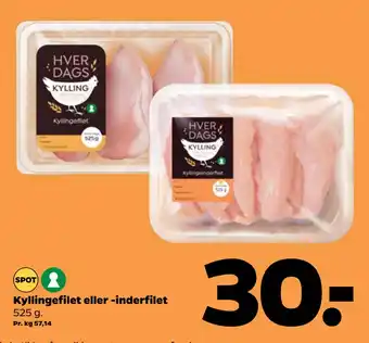 Netto Kyllingefilet eller -inderfilet tilbud