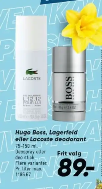 Bilka Hugo Boss, Lagerfeld eller Lacoste deodorant tilbud