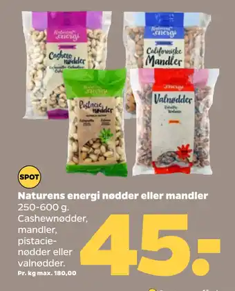 Netto Naturens energi nødder eller mandler tilbud