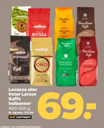 Netto Lavazza eller Peter Larsen Kaffe helbønner tilbud