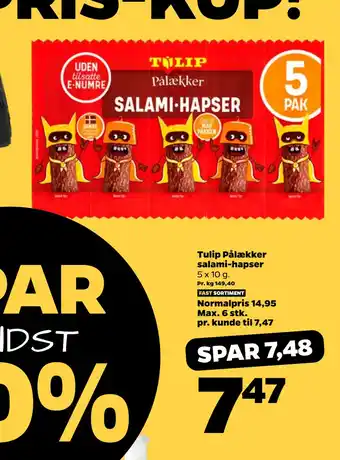 Netto Tulip Pålækker salami-hapser tilbud