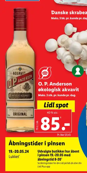 Lidl O. P. Anderson økologisk akvavit tilbud