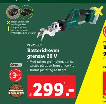 Lidl Batteridreven grensav 20 V tilbud