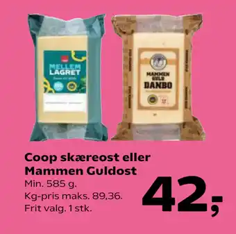 SuperBrugsen Coop skæreost eller Mammen Guldost tilbud