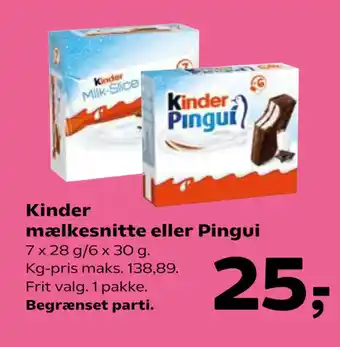 SuperBrugsen Kinder mælkesnitte eller Pingui tilbud