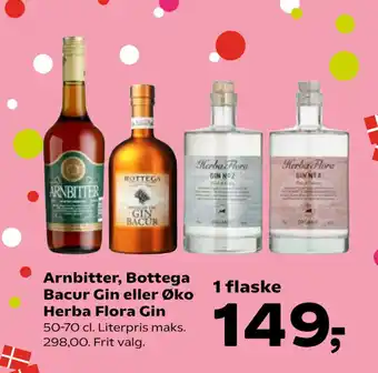 SuperBrugsen Arnbitter, Bottega Bacur Gin eller Øko Herba Flora Gin tilbud