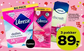 Kvickly Libresse eller Tena bind eller trusseindlæg tilbud