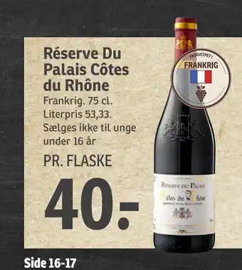 SPAR Réserve Du Palais Côtes du Rhône tilbud