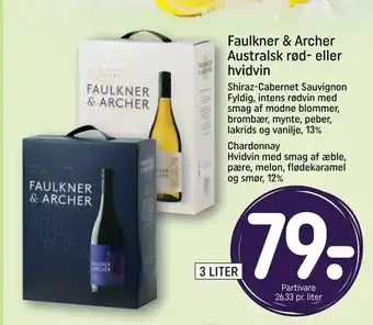 REMA 1000 Faulkner & Archer Australsk rød- eller hvidvin tilbud