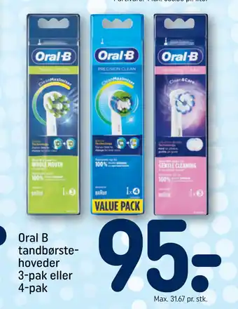 Rema 1000 Oral B tandbørstehoveder 3-pak eller 4-pak tilbud