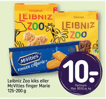 Rema 1000 Leibniz Zoo kiks eller McVities finger Marie 125-200 g tilbud