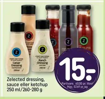 REMA 1000 Zelected dressing, sauce eller ketchup 250 ml/260-280 g tilbud